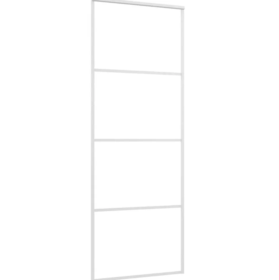 vidaXL Skjutdörr ESG-glas och aluminium 76x205 cm vit