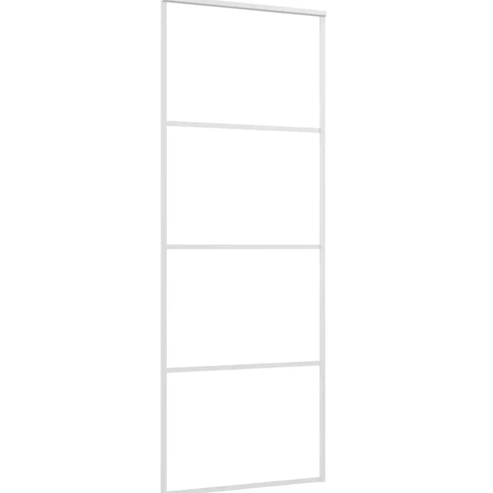 vidaXL Skjutdörr frostat ESG-glas och aluminium 76x205 cm vit