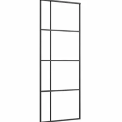 vidaXL Skjutdörr frostat ESG-glas och aluminium 76x205 cm Svart