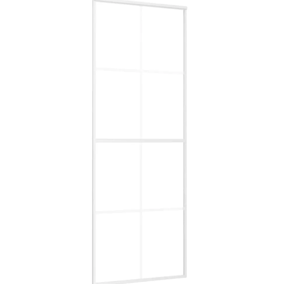 vidaXL Skjutdörr frostat ESG-glas och aluminium 76x205 cm vit