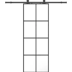 vidaXL Skjutdörr med beslag svart 76x205 cm ESG-glas