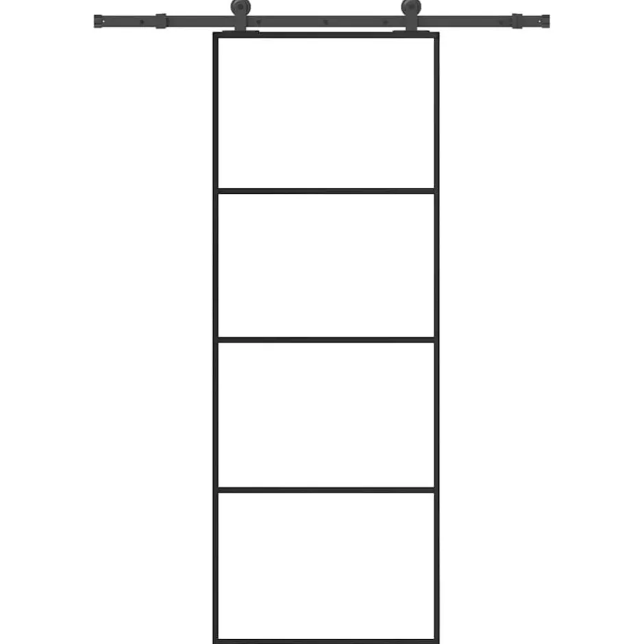 Sale vidaXL Skjutdörr med beslagset ESG glas och aluminium 76x205 cm Transparent