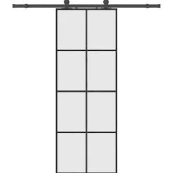 vidaXL Skjutdörr med beslag svart 76x205 cm ESG-glas