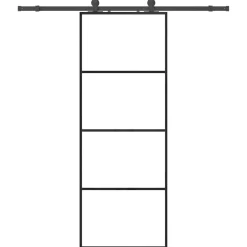 vidaXL Skjutdörr med beslag svart 76x205 cm ESG-glas
