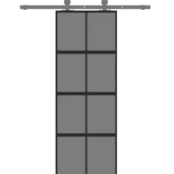 vidaXL Skjutdörr svart 76x205 cm härdat glas och aluminium