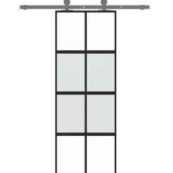 vidaXL Skjutdörr 76x205 cm härdat glas och aluminium Svart