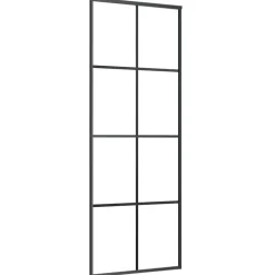 vidaXL Skjutdörr svart 76x205 cm ESG glas och aluminium