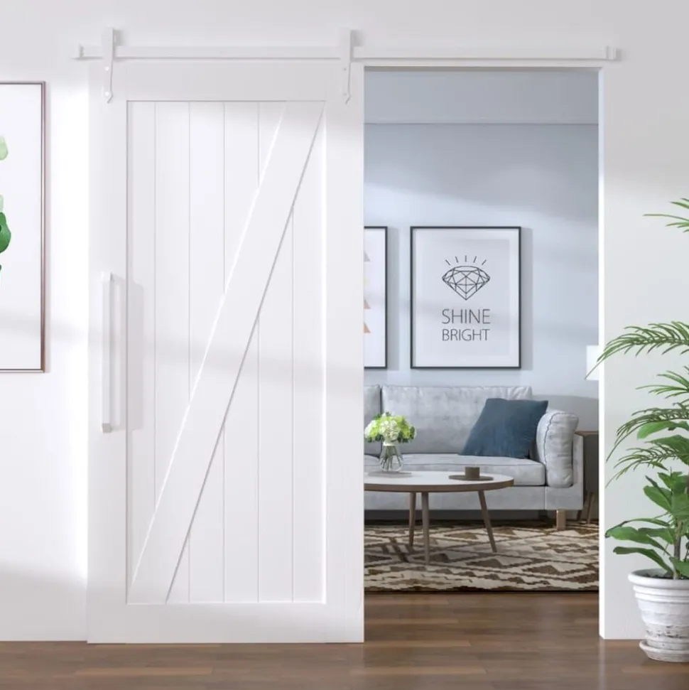 vidaXL Skjutdörrsbeslag 200 cm stål vit