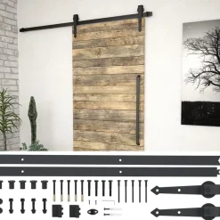 vidaXL Skjutdörrsbeslag 183 cm stål Svart
