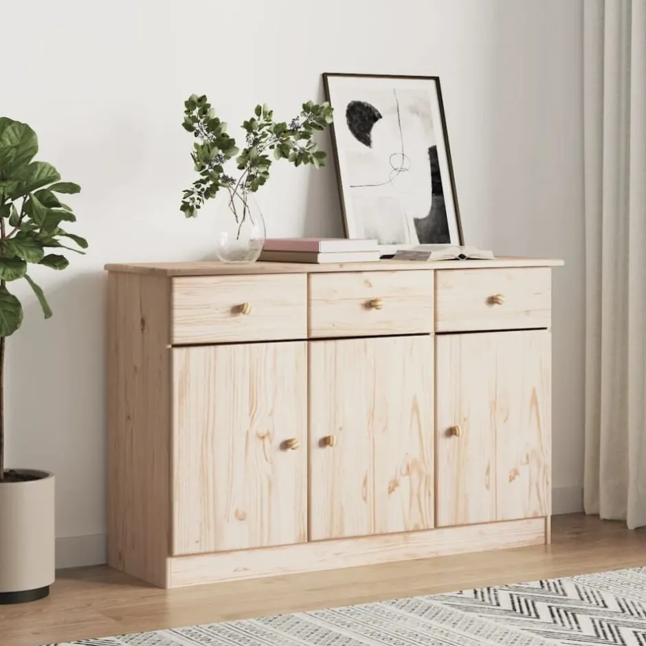 Hot vidaXL Skänk ALTA 112x35x73 cm massiv furu Naturfärg
