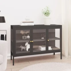 vidaXL Skänk antracit 105x35x70 cm stål och glas