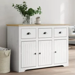 Online vidaXL Skänk BODO vit och 115,5x44x80 cm massiv furu Brun