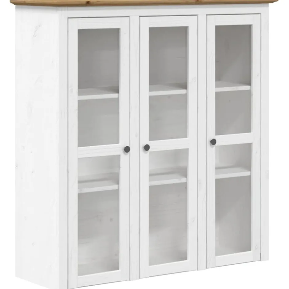 Discount vidaXL Skänk BODO vit och 115,5x43x200,5 cm massiv furu Brun