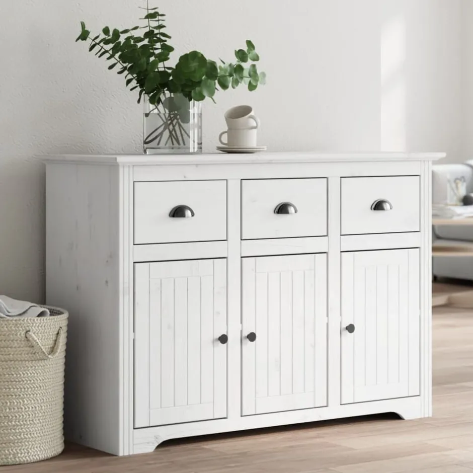 Discount vidaXL Skänk BODO 115,5x44x80 cm massiv furu Vit