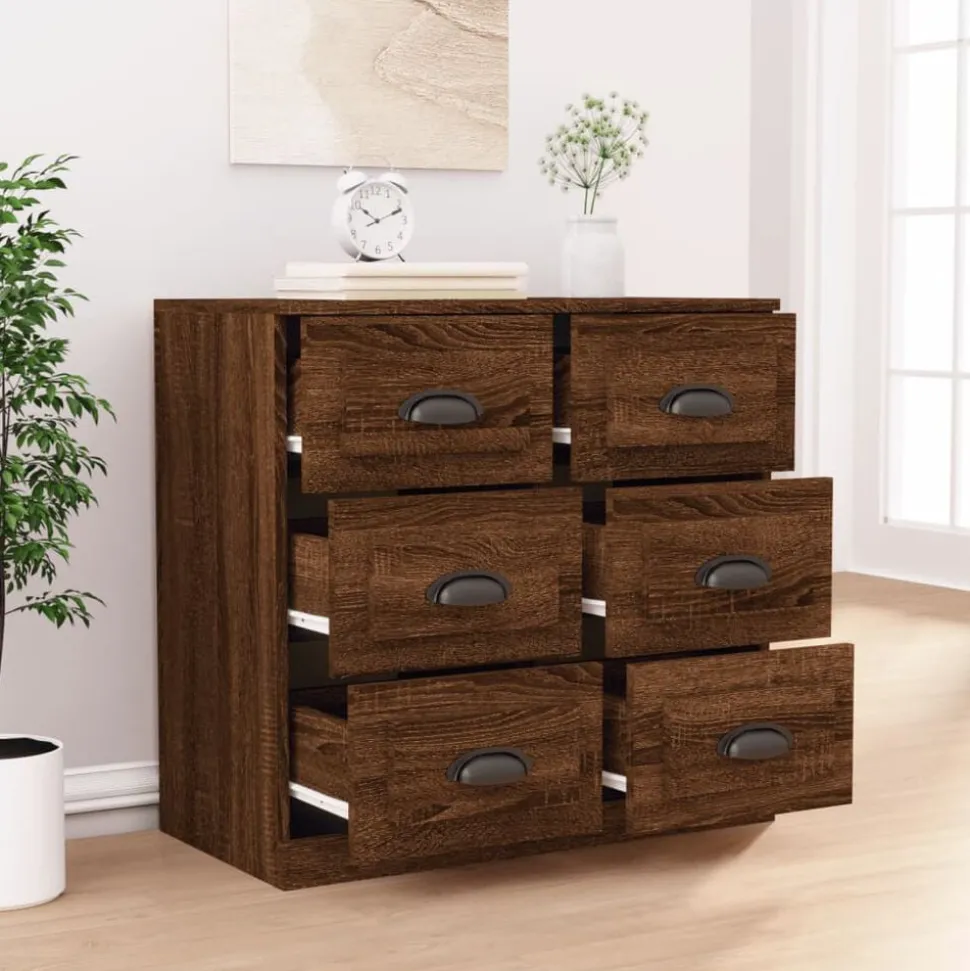 vidaXL Skänk brun ek 70x35,5x67,5 cm konstruerat trä