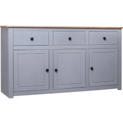 Outlet vidaXL Skänk 135x40x80 cm massiv furu panama Grå