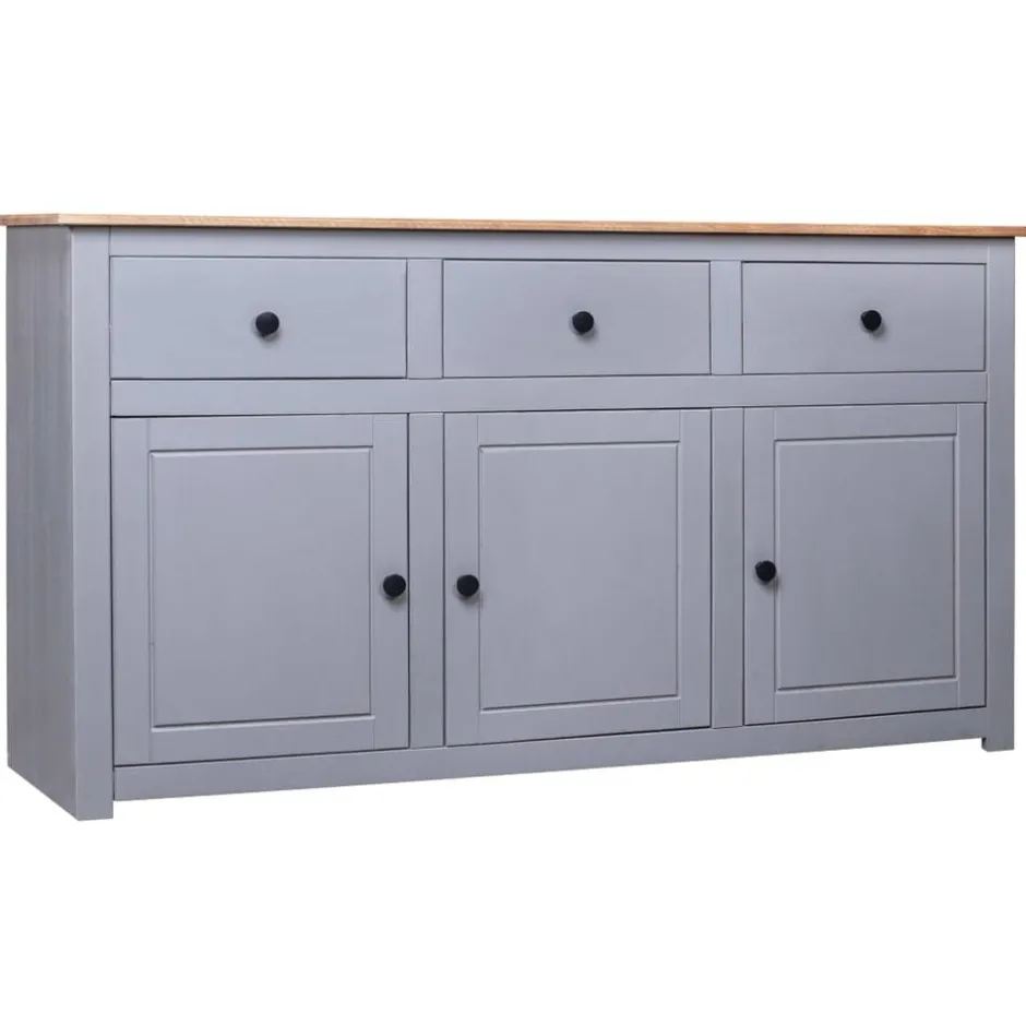 Outlet vidaXL Skänk 135x40x80 cm massiv furu panama Grå