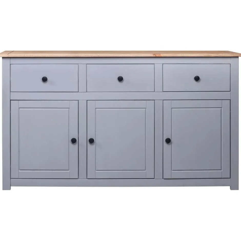 Outlet vidaXL Skänk 135x40x80 cm massiv furu panama Grå