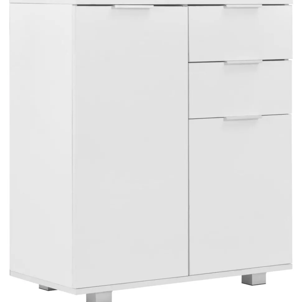 vidaXL Skänk högglans vit 71x35x80 cm spånskiva