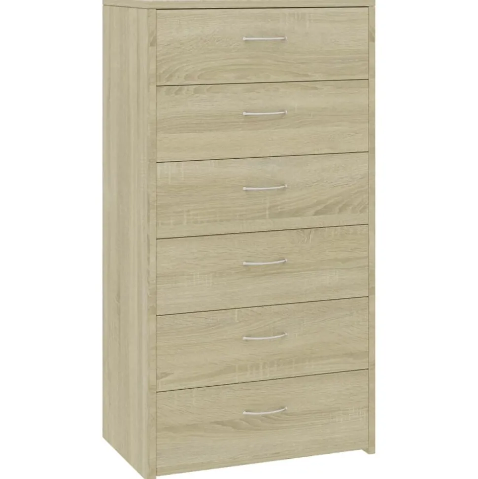 vidaXL Skänk med 6 lådor sonoma-ek 50x34x96 cm konstruerat trä