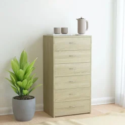 vidaXL Skänk med 6 lådor sonoma-ek 50x34x96 cm konstruerat trä