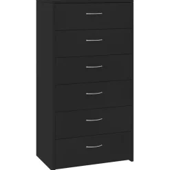 vidaXL Skänk med 6 lådor svart 50x34x96 cm konstruerat trä