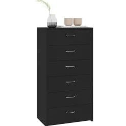 vidaXL Skänk med 6 lådor svart 50x34x96 cm konstruerat trä