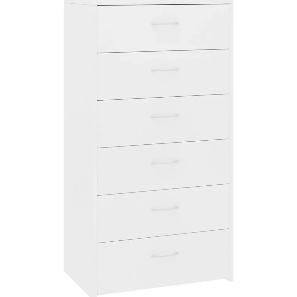 vidaXL Skänk med 6 lådor vit 50x34x96 cm konstruerat trä