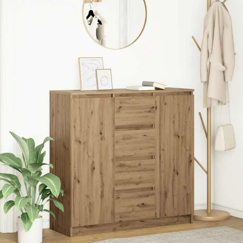 Outlet vidaXL Skänk med lådor hantverksmässig ek 100,5x35x98,5 cm artisan ek