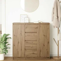 Outlet vidaXL Skänk med lådor hantverksmässig ek 100,5x35x98,5 cm artisan ek
