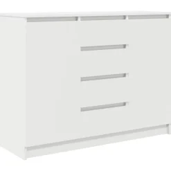 vidaXL Skänk med lådor vit 100,5x35x76 cm konstruerat trä