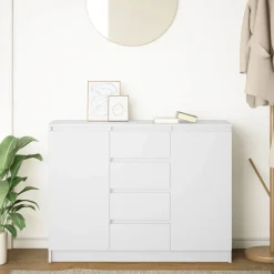 vidaXL Skänk med lådor vit 100,5x35x76 cm konstruerat trä