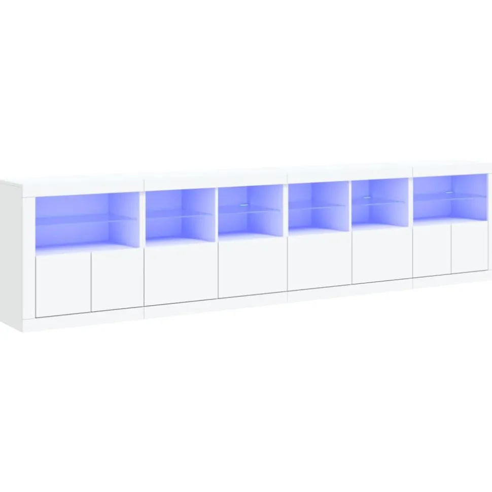 vidaXL Skänk med LED-belysning vit 283x37x67 cm