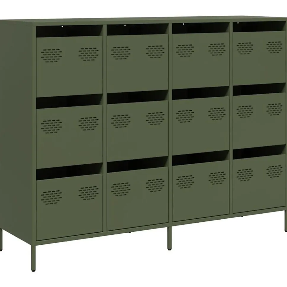 vidaXL Skänk olivgrön 135x39x103,5 cm kallvalsat stål