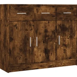 vidaXL Skänk rökfärgad ek 91x28x75 cm konstruerat trä