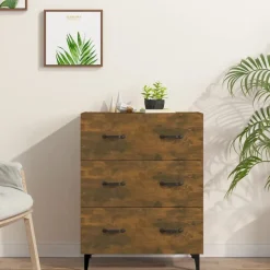 vidaXL Skänk rökfärgad ek 69,5x34x90 cm konstruerat trä