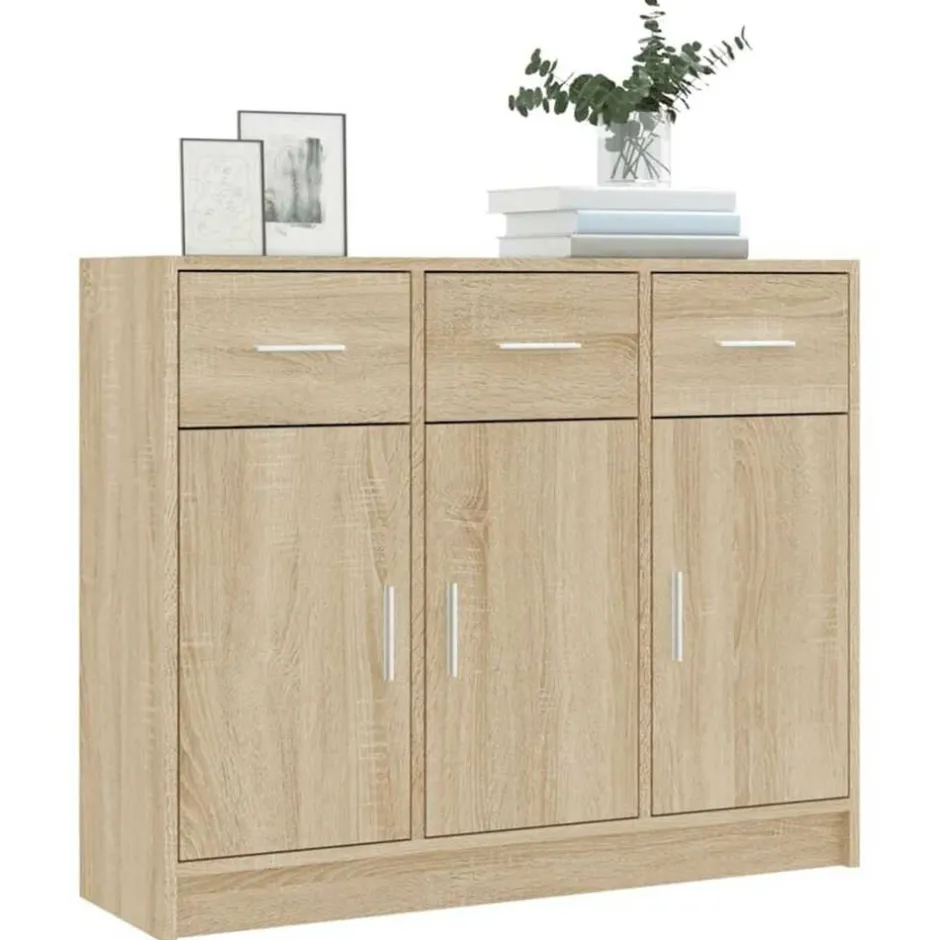 Discount vidaXL Skänk sonoma-ek 91x28x75 cm konstruerat trä Sonoma ek