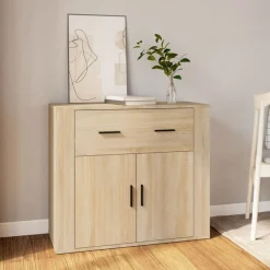 Hot vidaXL Skänk sonoma-ek 80x33x70 cm konstruerat trä Sonoma ek