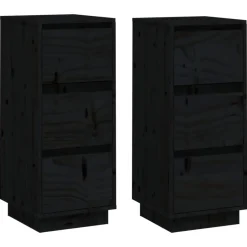vidaXL Skänk svart 2 st 32x34x75 cm massiv furu