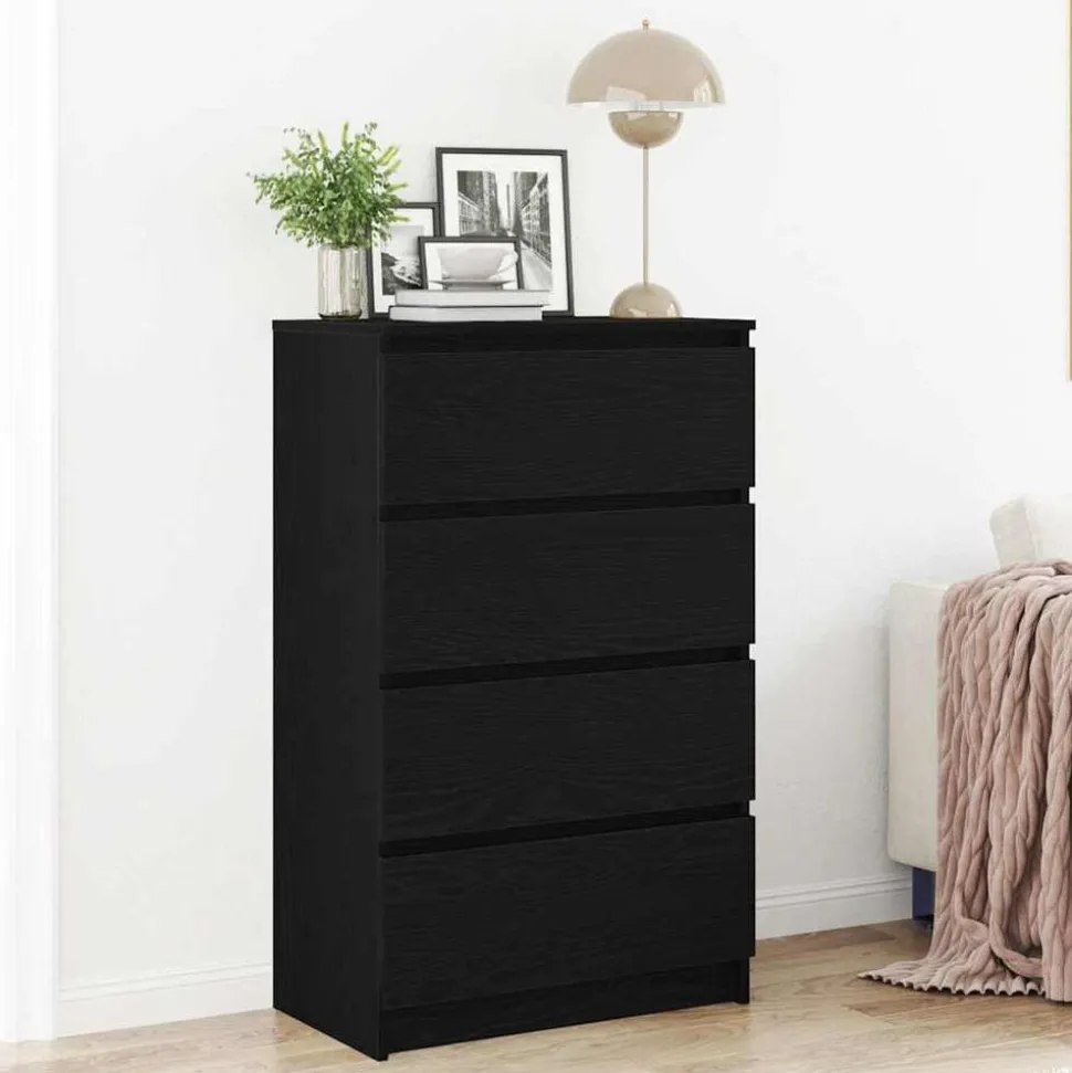 vidaXL Skänk svart ek 60x35x98,5 cm konstruerat trä