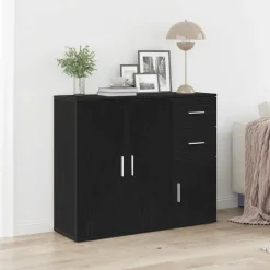 vidaXL Skänk svart ek 91x29,5x75 cm konstruerat trä