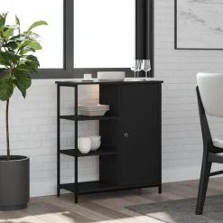 vidaXL Skänk svart 70x30x80 cm konstruerat trä