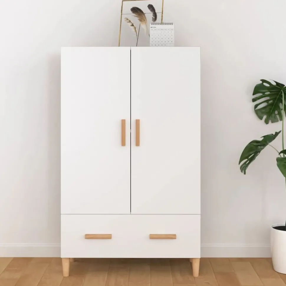 vidaXL Skänk vit 70x31x115 cm konstruerat trä