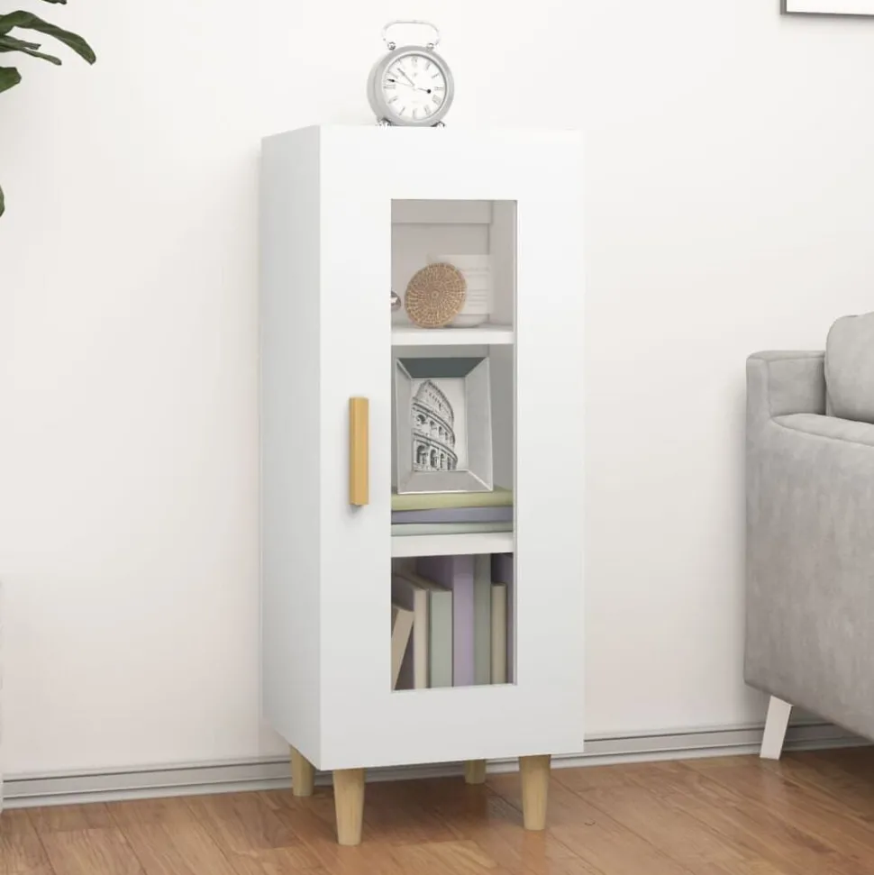 vidaXL Skänk vit 34,5x34x90 cm konstruerat trä