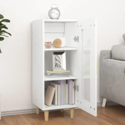 vidaXL Skänk vit 34,5x34x90 cm konstruerat trä