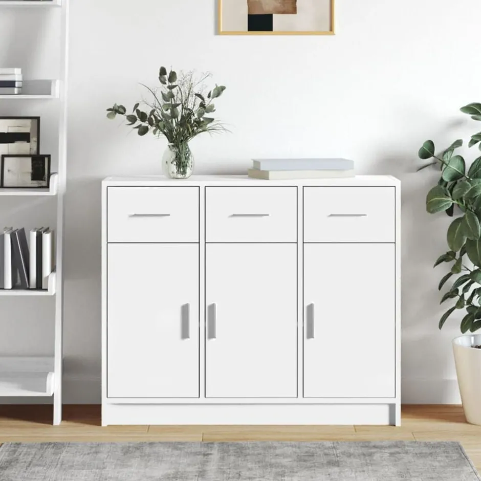 Outlet vidaXL Skänk 91x28x75 cm konstruerat trä Vit