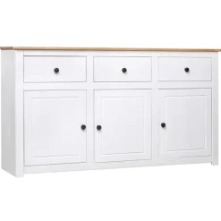 Best vidaXL Skänk 135x40x80 cm massiv furu panama Vit
