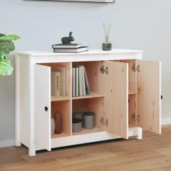 vidaXL Skänk 100x35x74 cm massiv furu Vit