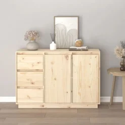 New vidaXL Skänk 111x34x75 cm massiv furu Naturfärg