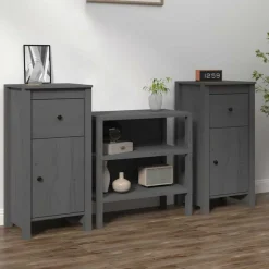 Hot vidaXL Skänkar 2 st 40x35x80 cm massiv furu Grå